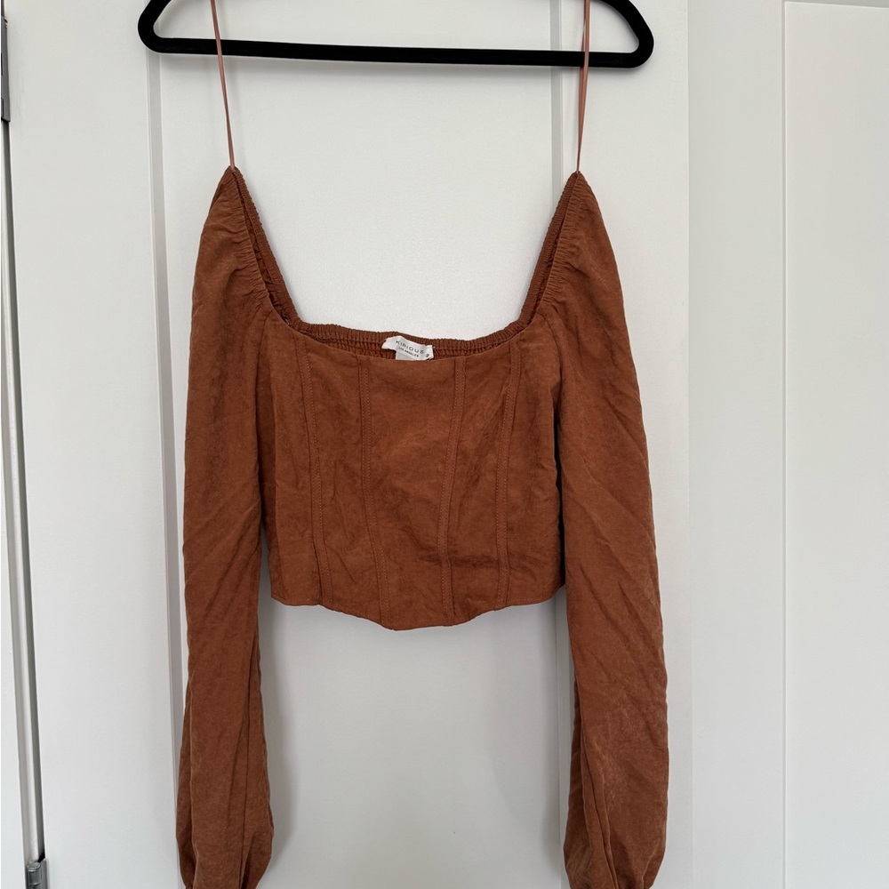 Women's Brown Off-Shoulder Top